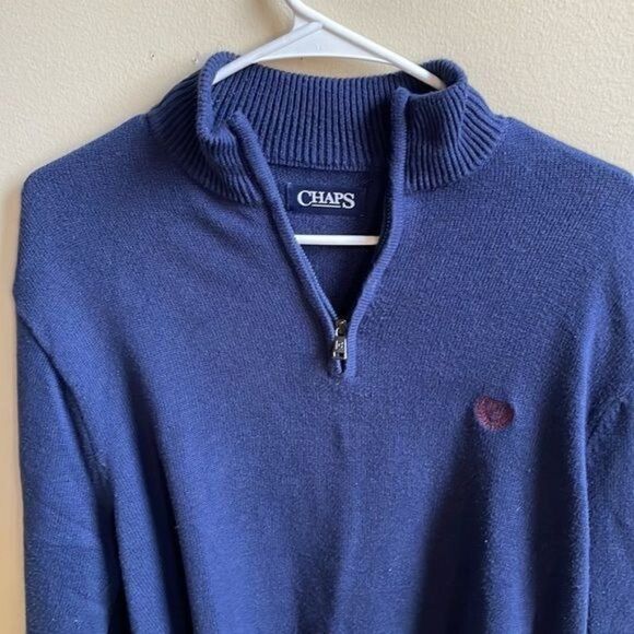 Chaps Men’s “Newport Navy” Knit Sweater with Logo & 1/4 Zipper (Size: Medium) - Picture 4 of 8